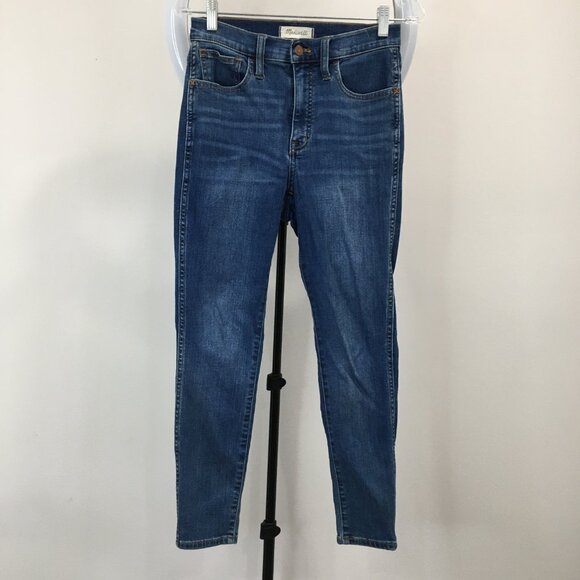 MADEWELL Petite Medium Wash 10" ROADTRIPPER 5 Pocket Logo Hardware Denim Jeans - Picture 1 of 10